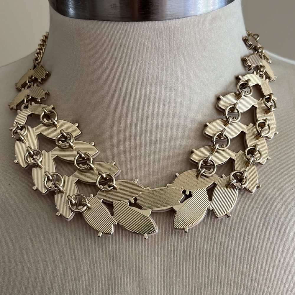Unique flesh tone, color, diamond shaped, faceted stones set in gold - Picture 5 of 8